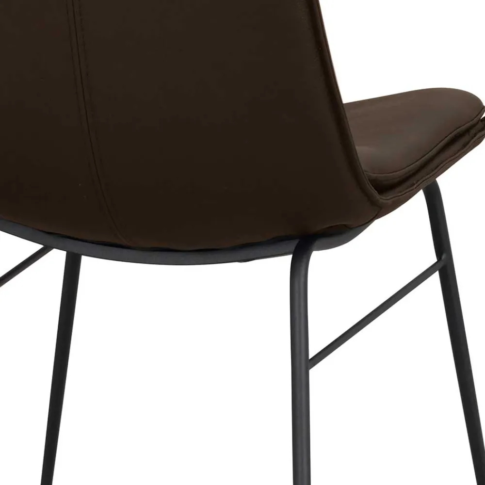 Wohnen Stühle<Esszimmerstuhl aus Leder in Braun - Unkorian (2er Set)