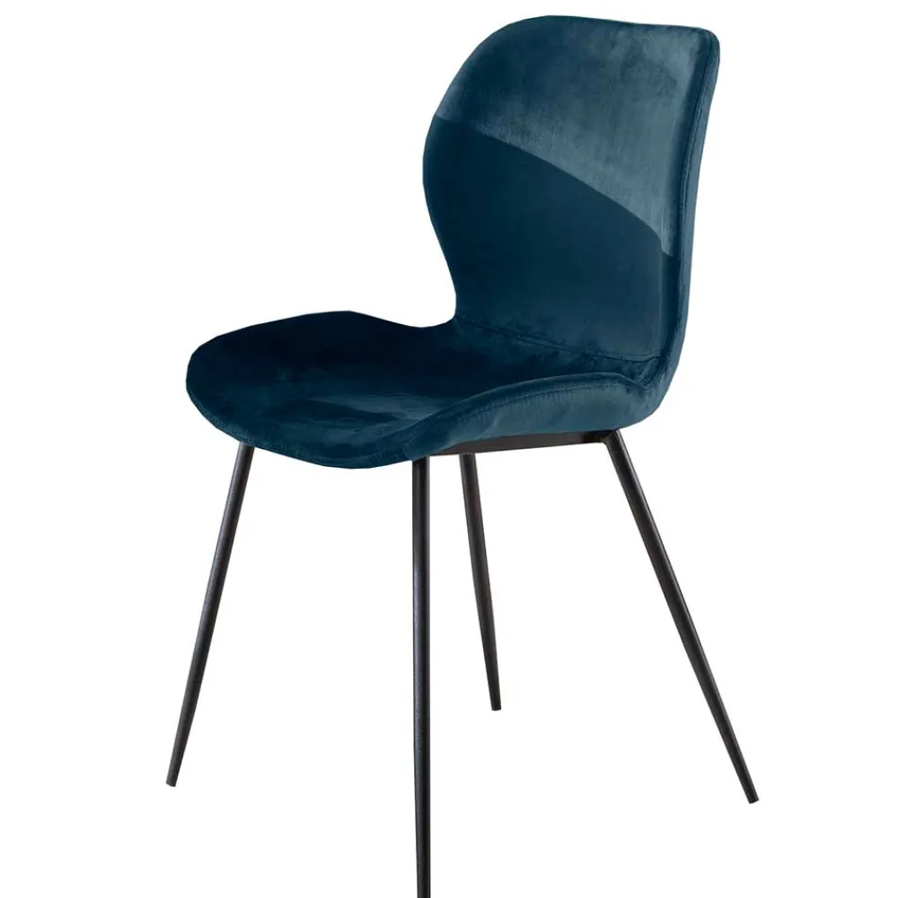 Wohnen Stühle<Esszimmerstuhl in Blau Samtbezug - Borgio (4er Set)