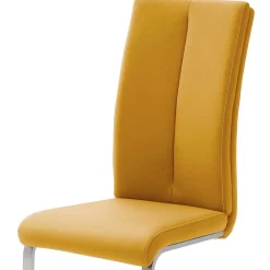 Wohnen Sessel<Esszimmerstuhl in Gelb Kunstleder Julan mit Schwinggestell (4er Set)