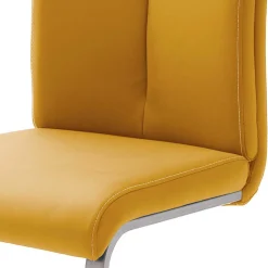 Wohnen Sessel<Esszimmerstuhl in Gelb Kunstleder Julan mit Schwinggestell (4er Set)