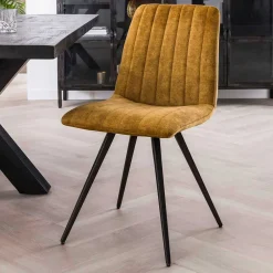 Wohnen Stühle<Esszimmerstuhl in Gold Samtstoff - Mariocavo (4er Set)