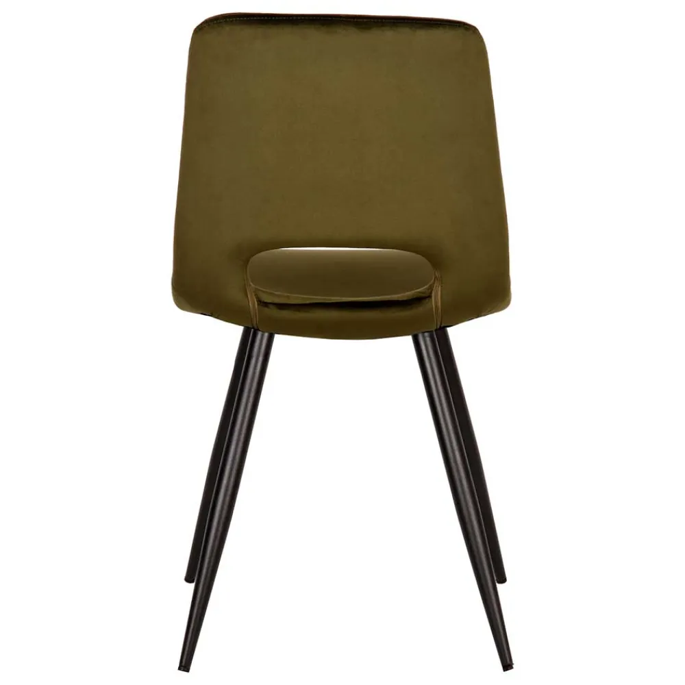 Wohnen Stühle<Esszimmerstuhl in Oliv Grün Samtbezug - Tryndidad (2er Set)