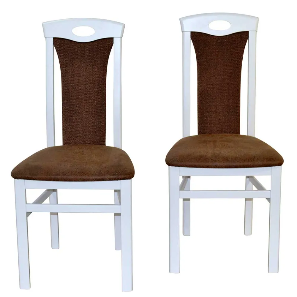 Wohnen Stühle<Esszimmerstuhl in Weiß & Braun - Bacanova (2er Set)