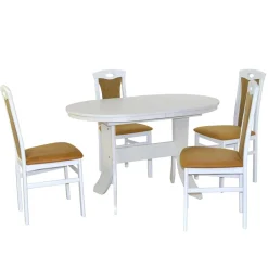 Wohnen Sitzgruppe<Esszimmertisch Gruppe in Weiß - Nemuro (fünfteilig)