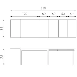 Wohnen Tische<Esszimmertisch in Grau Florian ausziehbar von 120cm auf 350cm