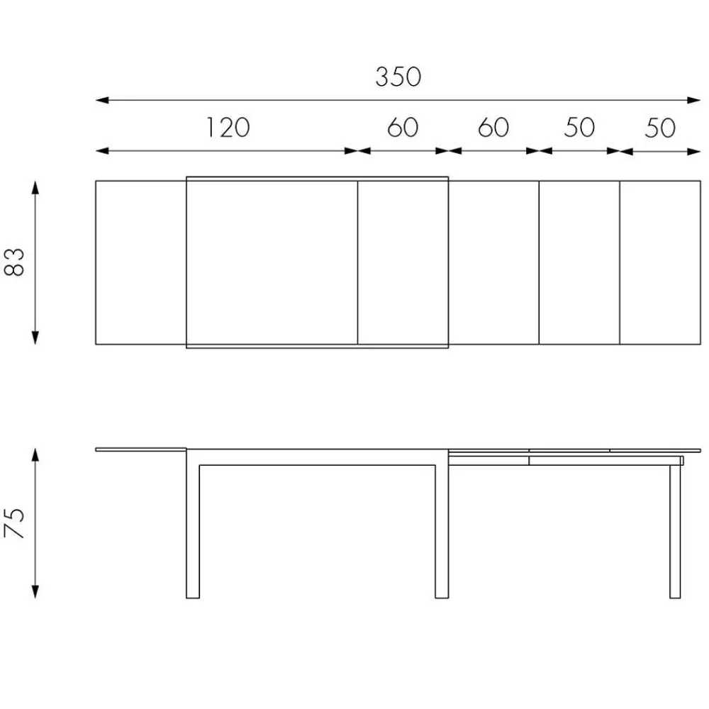 Wohnen Tische<Esszimmertisch in Grau Florian ausziehbar von 120cm auf 350cm