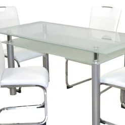 Wohnen Sitzgruppe<Esszimmertisch mit Glasplatte & Stühle - Chepter (fünfteilig)