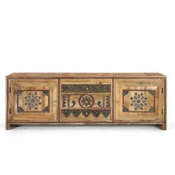 Wohnen Tv & Hifi-Möbel|Lowboards<Ethno Style TV Kommode mit farbenfrohen Ornamenten - Azua