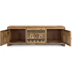 Wohnen Tv & Hifi-Möbel|Lowboards<Ethno Style TV Kommode mit farbenfrohen Ornamenten - Azua