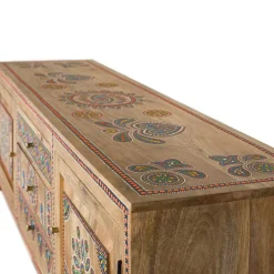 Wohnen Tv & Hifi-Möbel|Lowboards<Ethno Style TV Kommode mit farbenfrohen Ornamenten - Azua