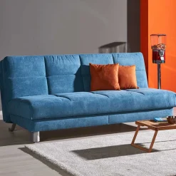 Wohnen Sofas<Faltsofa in Petrol Blau Stoff Stagnola mit Lattenrost Unterfederung