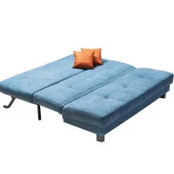 Wohnen Sofas<Faltsofa in Petrol Blau Stoff Stagnola mit Lattenrost Unterfederung