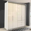 Wohnen Kleiderschränke|Schränke<Falttüren Kleiderschrank in Creme Glas - Zidarie
