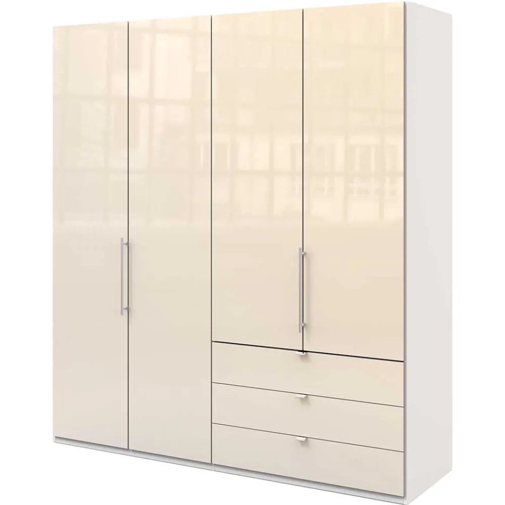 Wohnen Kleiderschränke|Schränke<Falttüren Kleiderschrank in Creme Glas - Zidarie