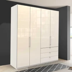 Wohnen Kleiderschränke|Schränke<Falttüren Kleiderschrank in Creme Glas - Zidarie