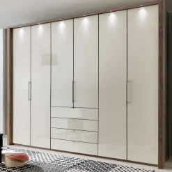 Wohnen Kleiderschränke|Schränke<Falttüren Kleiderschrank in Beige Glasfront - Budelli