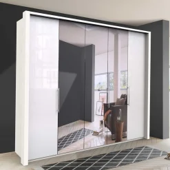 Wohnen Kleiderschränke<Falttüren Kleiderschrank mit Spiegel & Glas - Dolienca