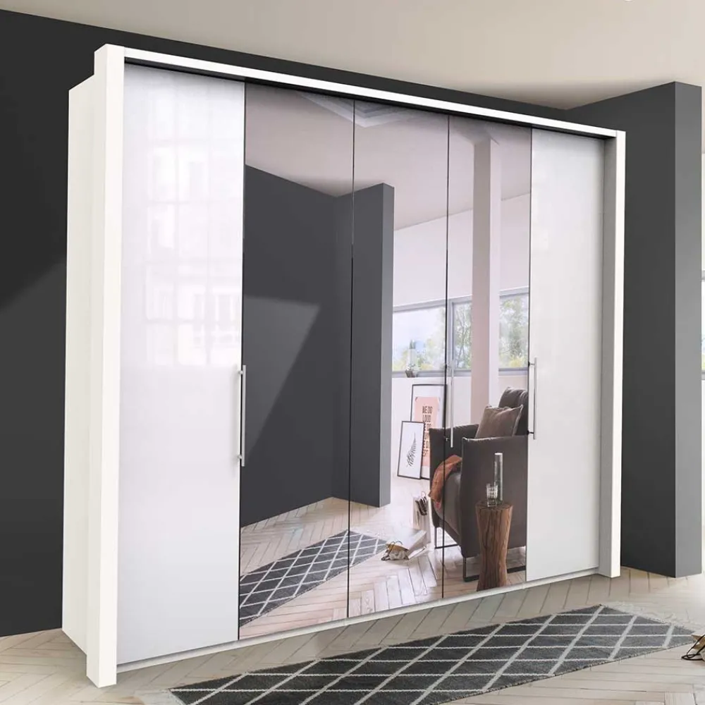 Wohnen Kleiderschränke<Falttüren Kleiderschrank mit Spiegel & Glas - Dolienca