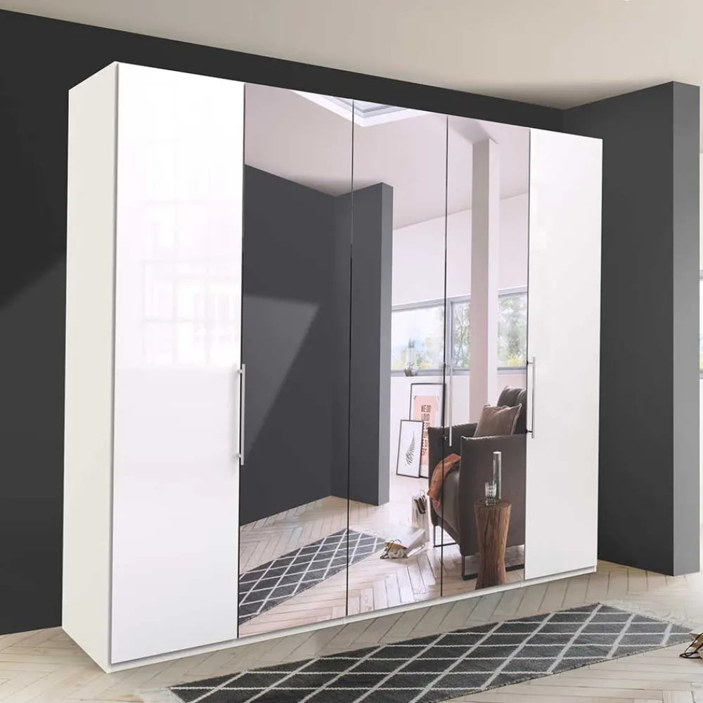 Wohnen Kleiderschränke<Falttüren Kleiderschrank mit Spiegel & Glas - Dolienca