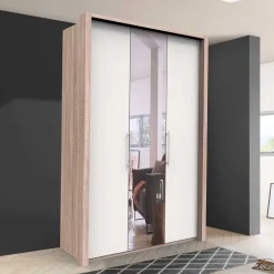 Wohnen Kleiderschränke<Falttüren Schlafzimmerschrank in Weiß mit Spiegel - Vaclyn