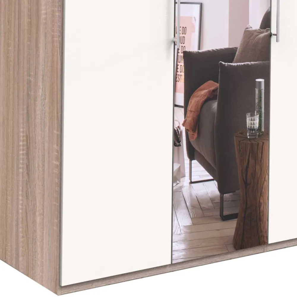 Wohnen Kleiderschränke<Falttüren Schlafzimmerschrank in Weiß mit Spiegel - Vaclyn