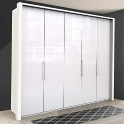 Wohnen Kleiderschränke<Falttüren-Kleiderschrank in Weiß mit Glasbeschichtung - Dolienca