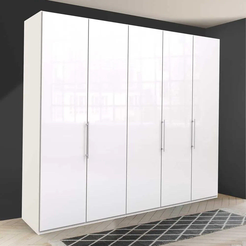 Wohnen Kleiderschränke<Falttüren-Kleiderschrank in Weiß mit Glasbeschichtung - Dolienca