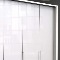 Wohnen Kleiderschränke<Falttüren-Kleiderschrank in Weiß mit Glasbeschichtung - Dolienca