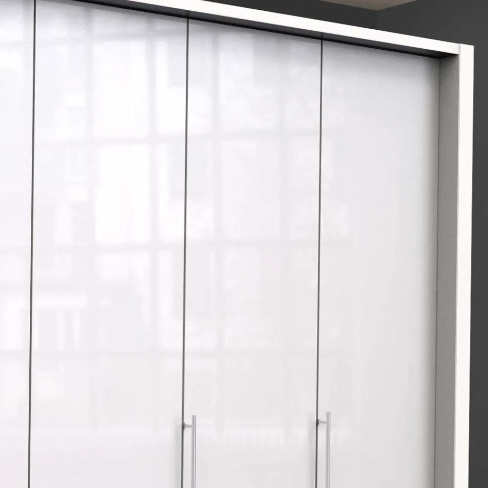 Wohnen Kleiderschränke<Falttüren-Kleiderschrank in Weiß mit Glasbeschichtung - Dolienca