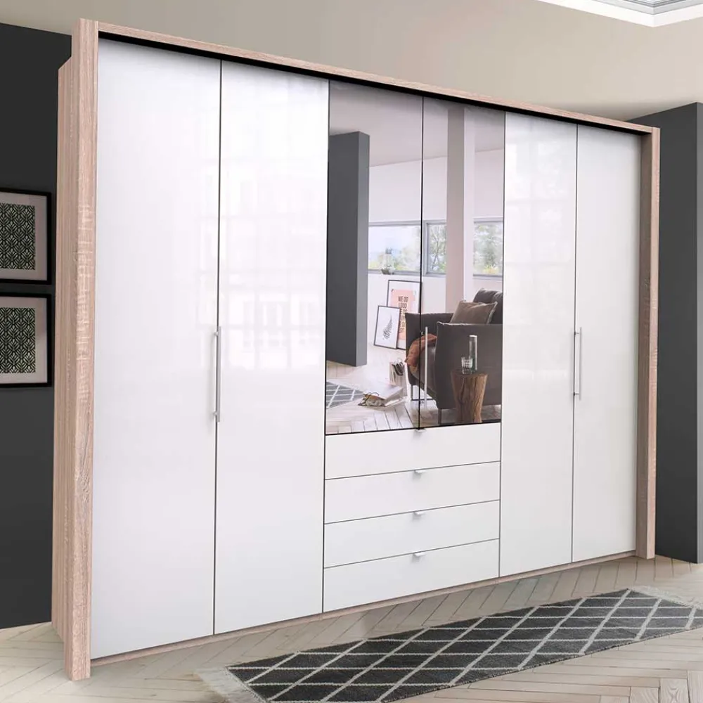 Wohnen Kleiderschränke<Falttürenschrank fürs Schlafzimmer mit vier Schubladen - Bosays