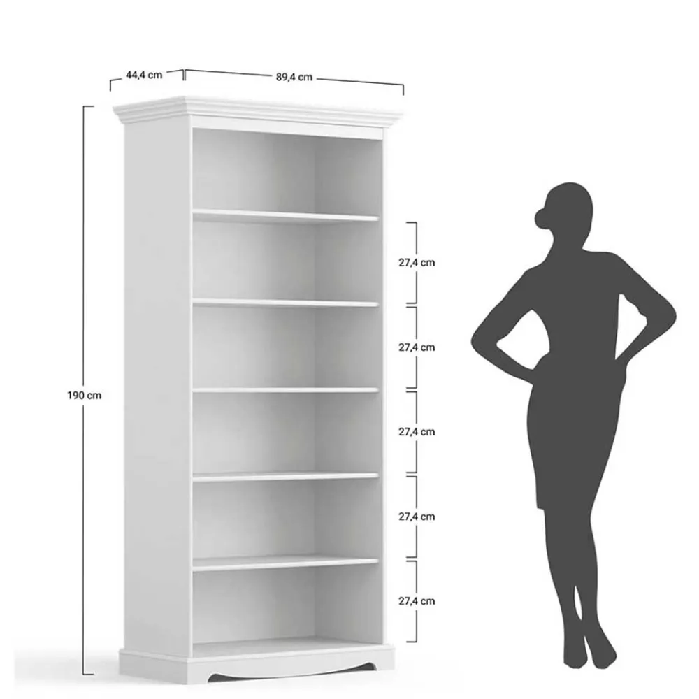 Wohnen Regale<6-Fächer Bücherregal im Landhausstil - Bordona