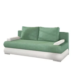Wohnen Sofas<Federkern Bettsofa in Hellgrün und Weiß - Jeanys