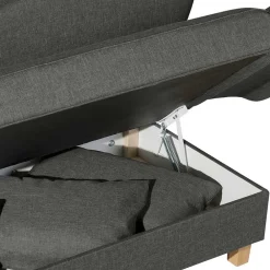 Wohnen Sofas<Federkern Chaiselongue in Anthrazit mit Buche - Sektinus