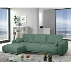 Wohnen Sofas<Federkern Ecksofa in Grün Stoffbezug - Tree