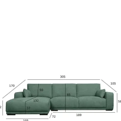 Wohnen Sofas<Federkern Ecksofa in Grün Stoffbezug - Tree