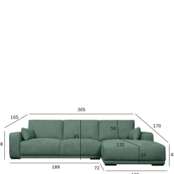 Wohnen Sofas<Federkern Ecksofa in Grün Stoffbezug - Tree