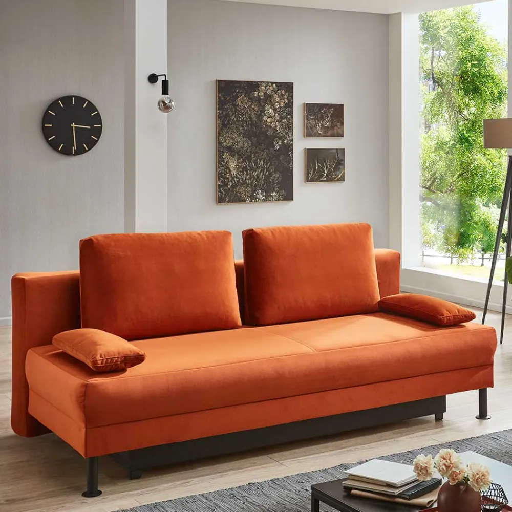 Wohnen Betten|Sofas<Federkern Klappsofa in Kupfer Velours - Sharkas