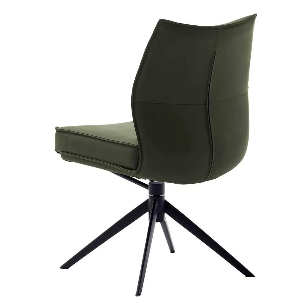 Wohnen Stühle<Federkern Lederstühle in Oliv Grün - Synfrunia (2er Set)