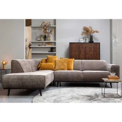 Wohnen Sofas<Federkern Polsterecke in Taupe Strukturstoff - Wishes