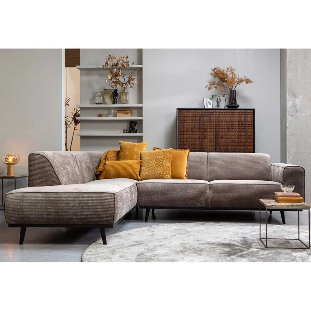 Wohnen Sofas<Federkern Polsterecke in Taupe Strukturstoff - Wishes