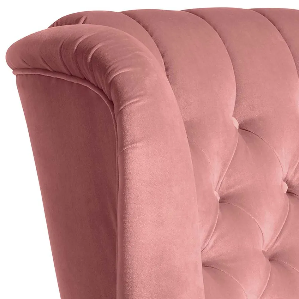Wohnen Sessel<Federkern-Ohrensessel in Rosa und Nussbaum Braun - Masiela