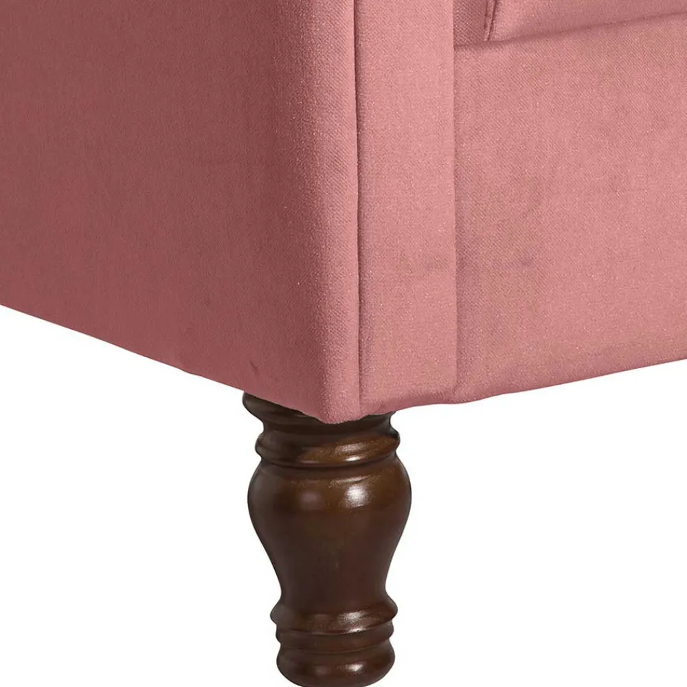 Wohnen Sessel<Federkern-Ohrensessel in Rosa und Nussbaum Braun - Masiela