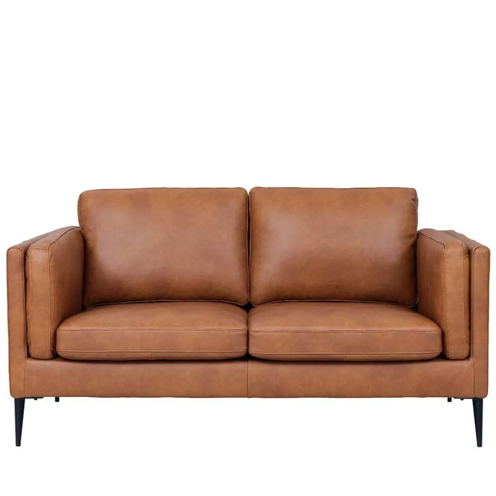 Wohnen Sofas<Federkernsofa in Leder Cognac Braun - Lespavo
