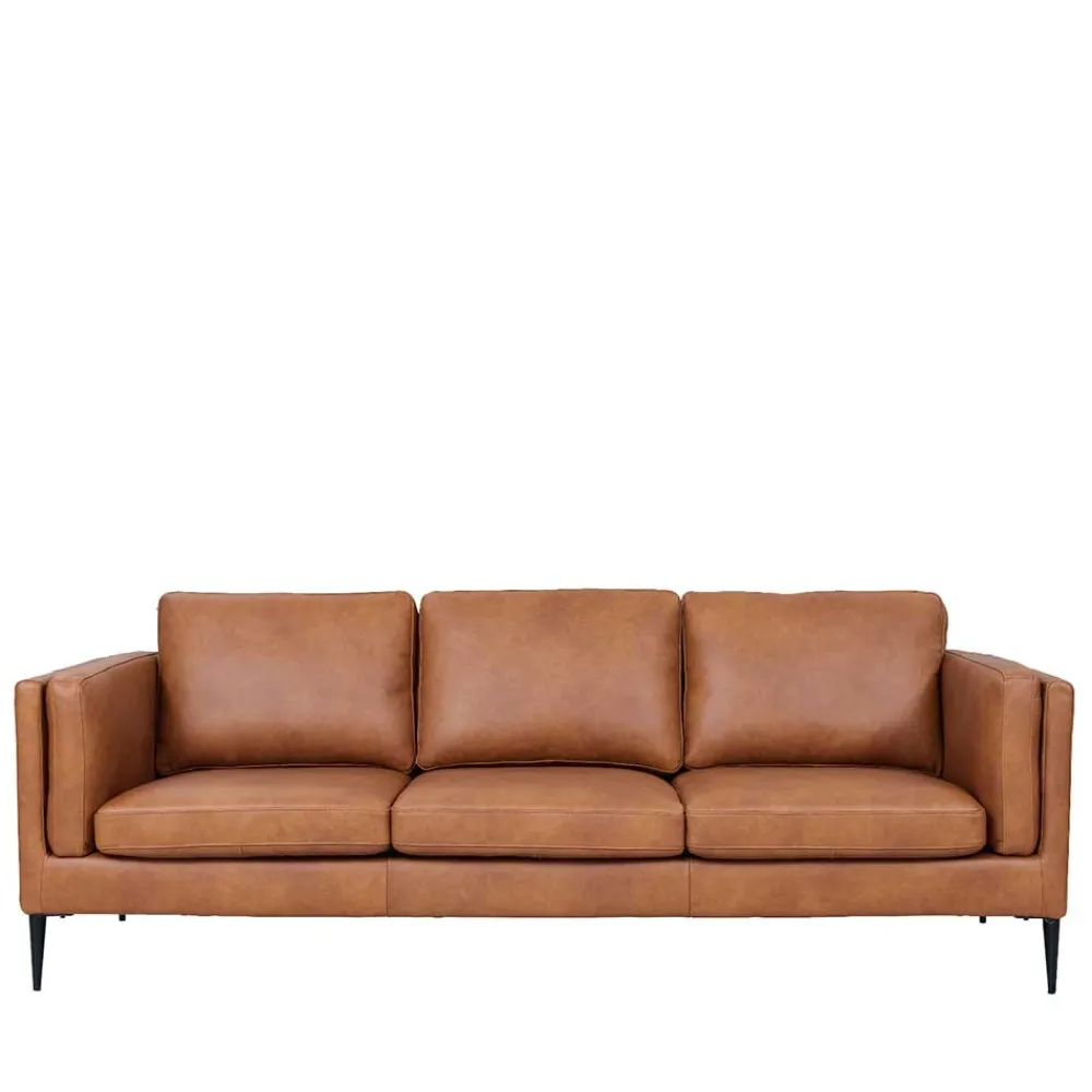 Wohnen Sofas<Federkernsofa in Leder Cognac Braun - Lespavo