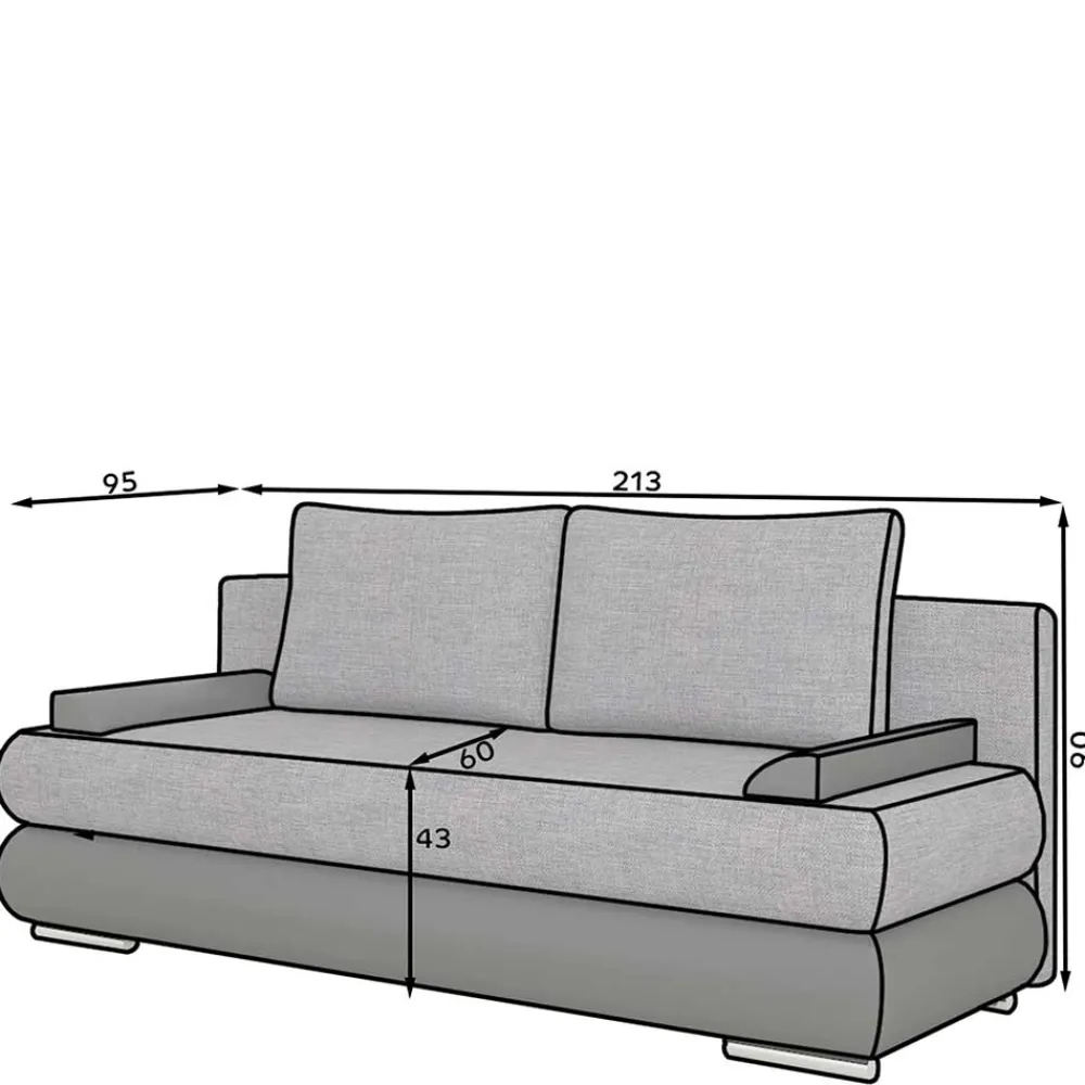 Wohnen Sofas<Federkernsofa mit 200x140 cm Bettfunktion - Anguilla