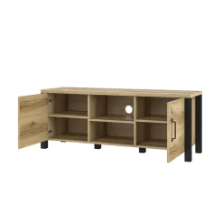 Wohnen Tv & Hifi-Möbel|Lowboards<Fernseher Schrank in Eiche NB & Schwarz - Kanellas