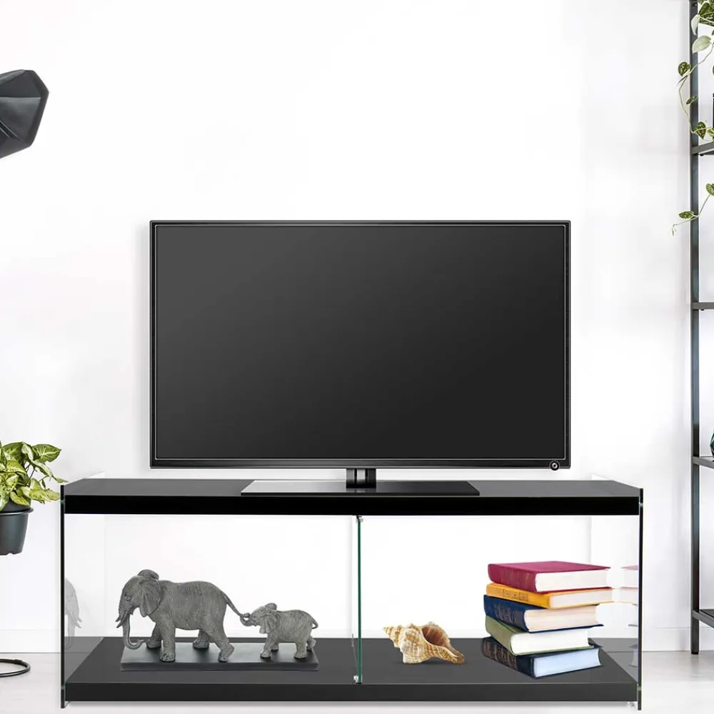 Wohnen Tv & Hifi-Möbel|Lowboards<Fernseher Tisch in Schwarz MDF - Sulara