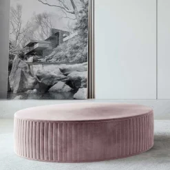 Wohnen Hocker<Flacher Polsterhocker in Rund 73 cm - Alamrua