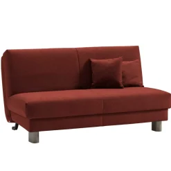 Wohnen Sofas<Flachgewebe Bettcouch in Dunkelrot & Alu - Carlive