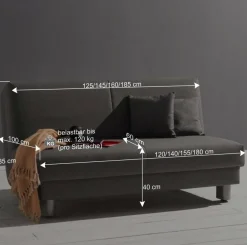 Wohnen Sofas<Flachgewebe Bettcouch in Dunkelrot & Alu - Carlive